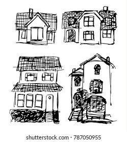 drawing houses black handle