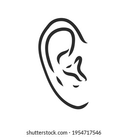 Drawing human ear vector sketch on a white background
