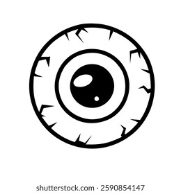 Drawing of human eyeball isolated on white background