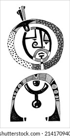 drawing of a human symbol/symbol human indian/digital vector