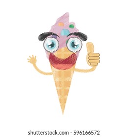 drawing ice cream birthday vector illustration eps 10