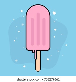 Drawing of an Ice Pop, Ice Cream in pastel color and cartoon style