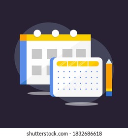 Drawing icon with calendar deadline flat style. Icon ready to use for website, mobile app, presentation and any other projects.