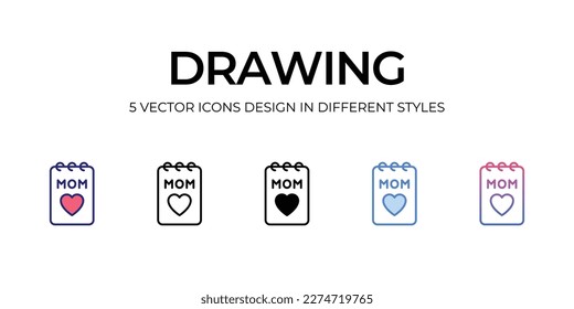 Zeichnen Icon Design in Fünf-Stil mit Editable Stroke. Linie, feste, flache Linie, Duo Tone Farbe und Farbverlauf Linie. Geeignet für Webpage, Mobile App, UI, UX und GUI Design.