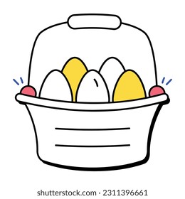 Drawing icon of eggs basket