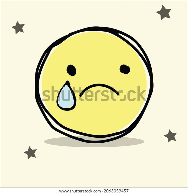 Drawing Icon Embarrassed Face Emoji Flowing Stock Vector (Royalty Free