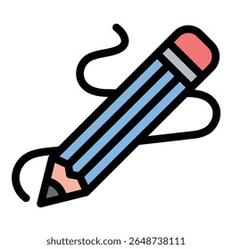 ícone de desenho ilustração de estilo de linha plana representando criação artística e esboço, adequado para ferramentas de design, educação artística e plataformas de projeto criativo