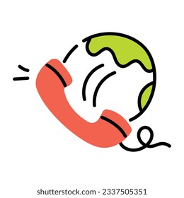 Drawing icon of international call 