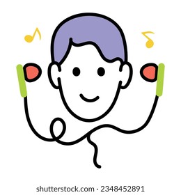 Drawing icon of music lover 