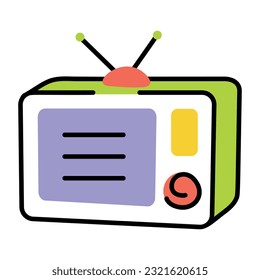 Drawing icon of old television 