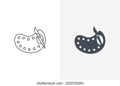 Vector de conjunto de iconos de dibujo. Icono de Placa de color, conjunto de iconos de pincel de pintura aislado en fondo blanco