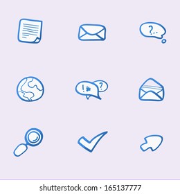 Drawing icons collection of internet communication