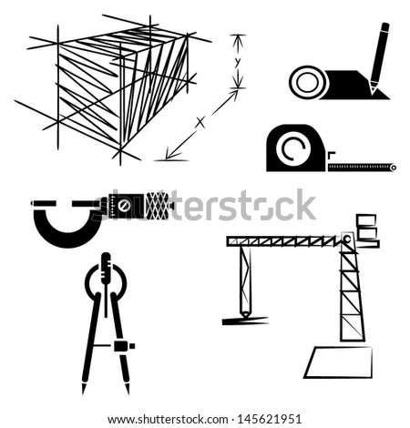 drawing icons, engineering tools, construction