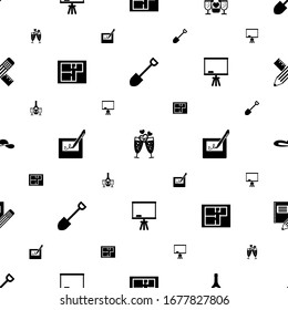 drawing icons pattern seamless. Included editable filled Shovel, champagne, Property plan, electronic signature, Board stand, woman hat icons. drawing icons for web and mobile.
