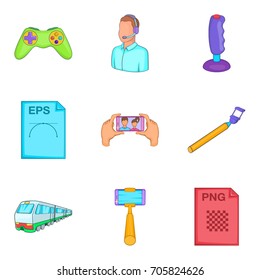 Drawing icons set. Cartoon set of 9 drawing vector icons for web isolated on white background