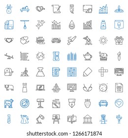 drawing icons set. Collection of drawing with brush, mailbox, museum, canvas, lamp, dress, tie, love, car, strawberry, pen, graphic tablet. Editable and scalable drawing icons.
