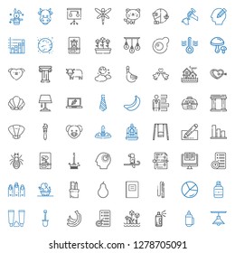 drawing icons set. Collection of drawing with lamp, pencil, paint, tulips, planning, bananas, shovel, toothpaste, correction fluid, chart. Editable and scalable drawing icons.