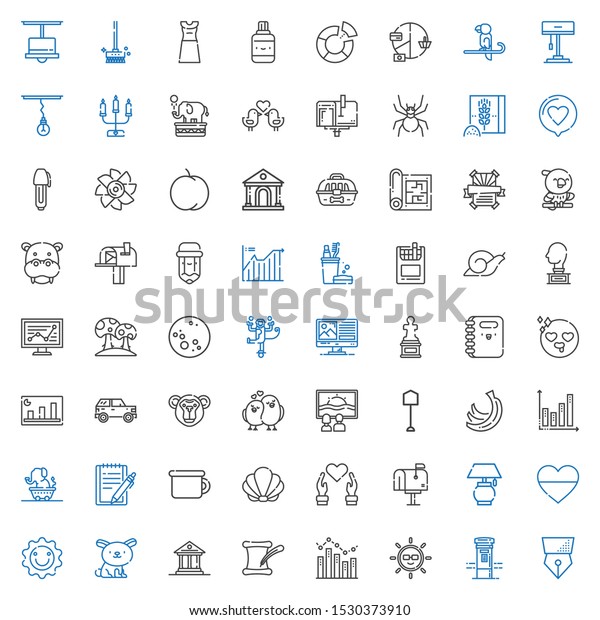 drawing icons set.\
Collection of drawing with pen, mailbox, sun, bar chart,\
literature, museum, rabbit, heart, lamp, seashell, potty, notepad.\
Editable and scalable drawing\
icons.