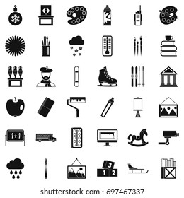Drawing icons set. Simple style of 36 drawing vector icons for web isolated on white background