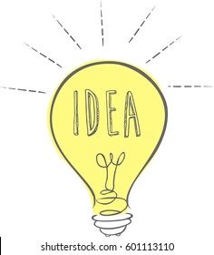 Drawing idea light bulb concept creative design. 