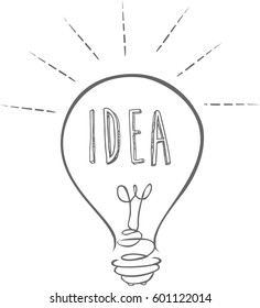 Drawing idea light bulb concept creative design. 