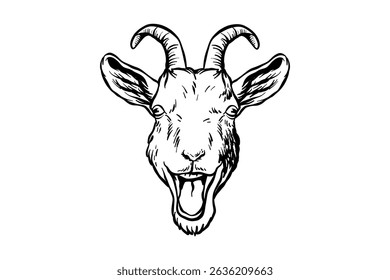 desenho ilustração de uma cabeça de cabra rindo