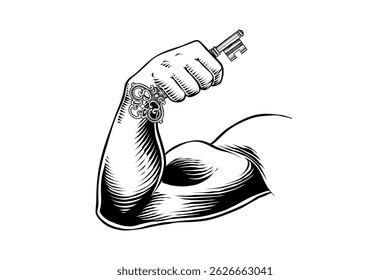 drawing illustration of hand scoop, authentic