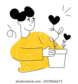 Drawing illustration of plants love 