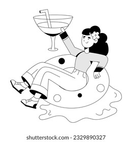 Drawing illustration of pool drink 