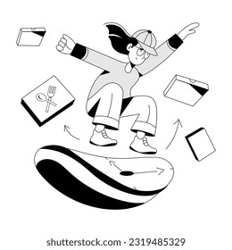 Drawing illustration of quick delivery 