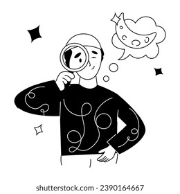 Drawing illustration of searching moon 