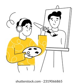 Drawing illustration of self painting 
