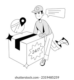Drawing illustration of shipping service 