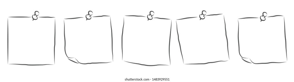 drawing illustration vector for the sticky notes with pins