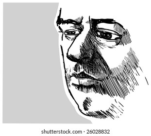 Drawing Illustration of Young Man