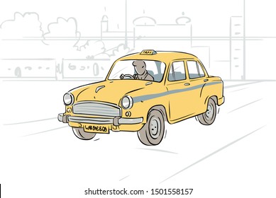 Drawing of a Indian local taxi, illustration vector