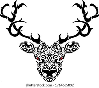 Drawing inspiration from tribal art, here is a take on the mighty stag.
