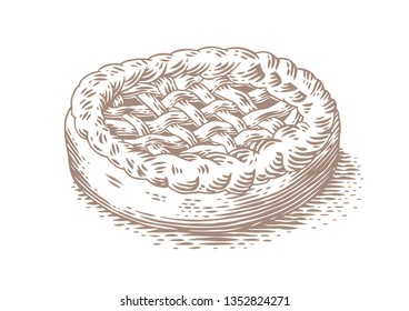 Drawing of isolated fresh bakery on the white background