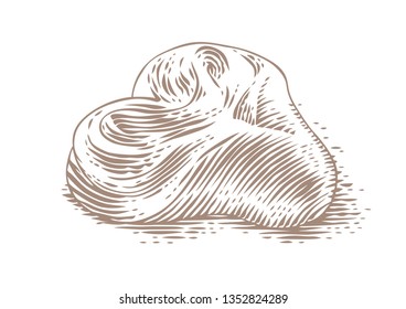 Drawing of isolated fresh bakery on the white background