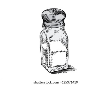 Drawing Of Isolated Glass Salt Shaker On The White