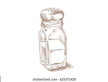 Drawing Of Isolated Glass Salt Shaker On The White