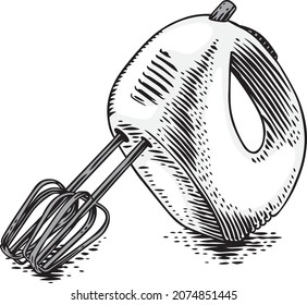 Drawing of isolated hand mixer on the white background