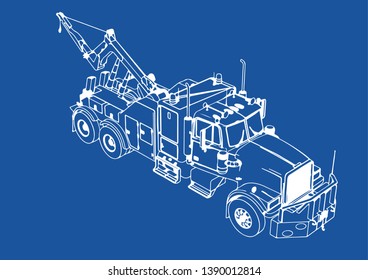 drawing isolated road truck vector on blue background
