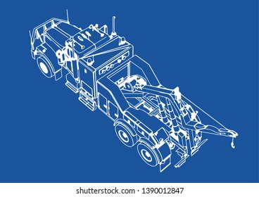 drawing isolated road truck vector on blue background