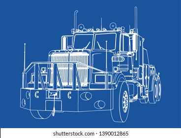 drawing isolated road truck vector on blue background