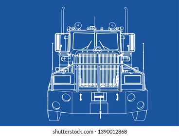 drawing isolated road truck vector on blue background