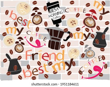 Drawing of items related to coffee