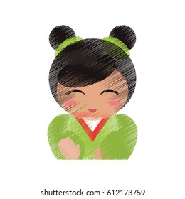 drawing japanese doll portrait