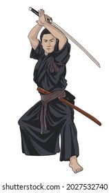 drawing japanese martial art,art.illustration, vector