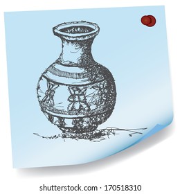drawing of jar on sticky paper vector 